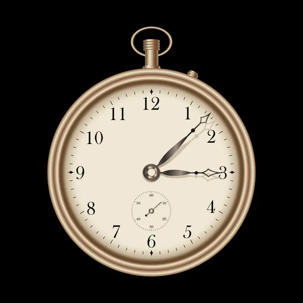 Gold vintage pocket clock — Stock Vector