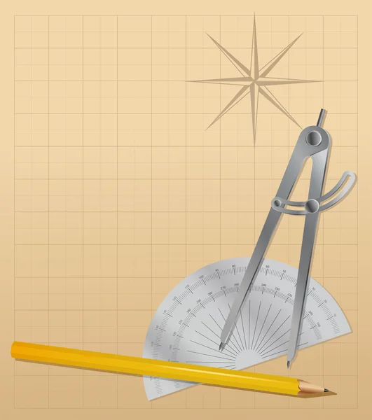 Рисование инструментов - карандаш, транспортир, делитель — стоковый вектор
