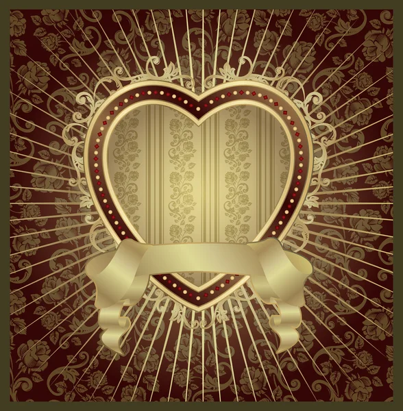 Медальон Золотое сердце — стоковый вектор