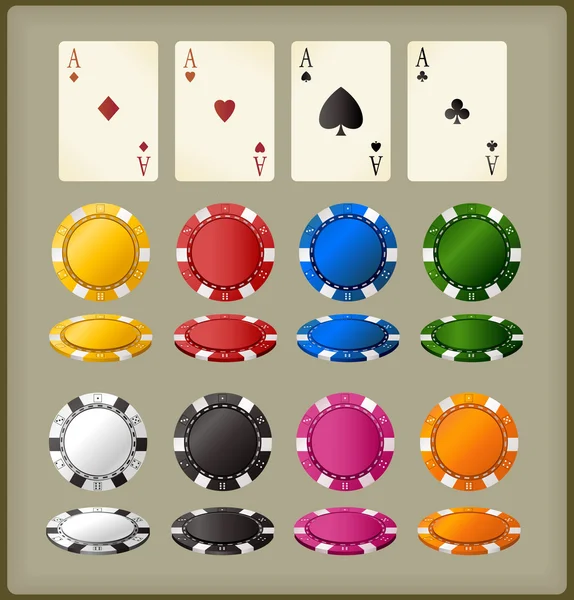 赌博的筹码和卡 — 图库矢量图片
