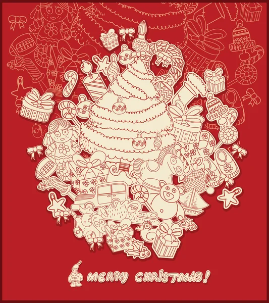 Línea de dibujo tema de Navidad — Archivo Imágenes Vectoriales
