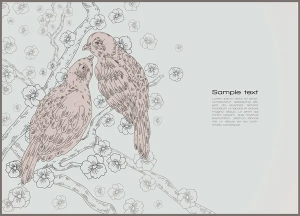 Oiseaux - dessin au trait — Image vectorielle