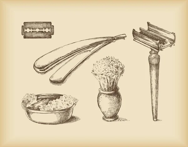 Изолированные объекты бритья - рисунок — стоковый вектор