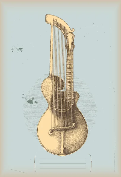 Harfe Gitarre - Musikinstrument — Stockvektor