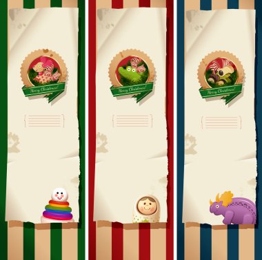 Christmas banners - toys labels and paper clipart