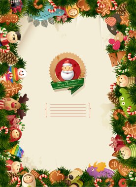 Santa & friends - christmas background clipart