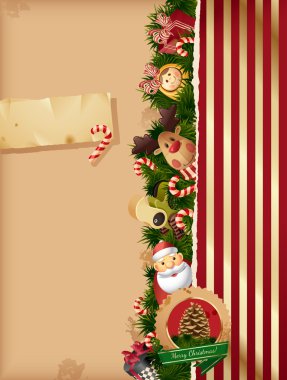 Christmas - toys background and old paper clipart