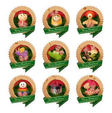 Christmas labels - toys clipart