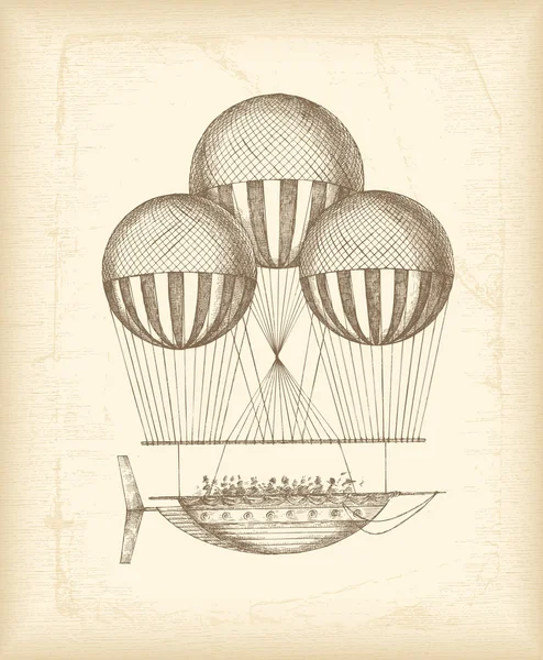 Винтажный рисунок воздушного шара — стоковый вектор