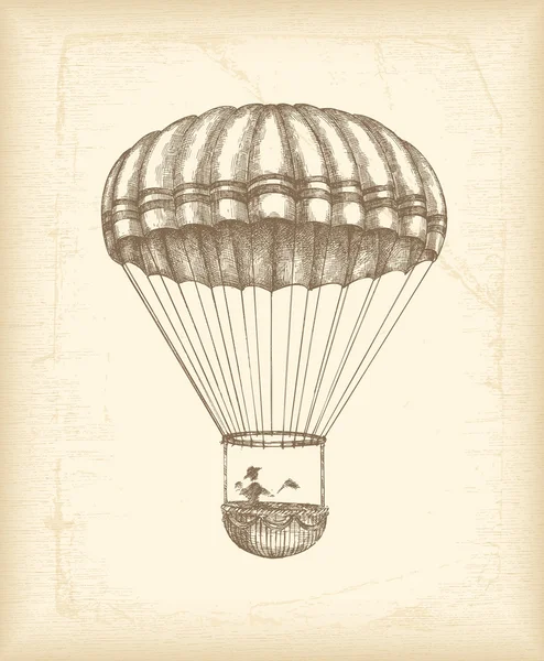 Bosquejo de paracaídas vintage — Vector de stock