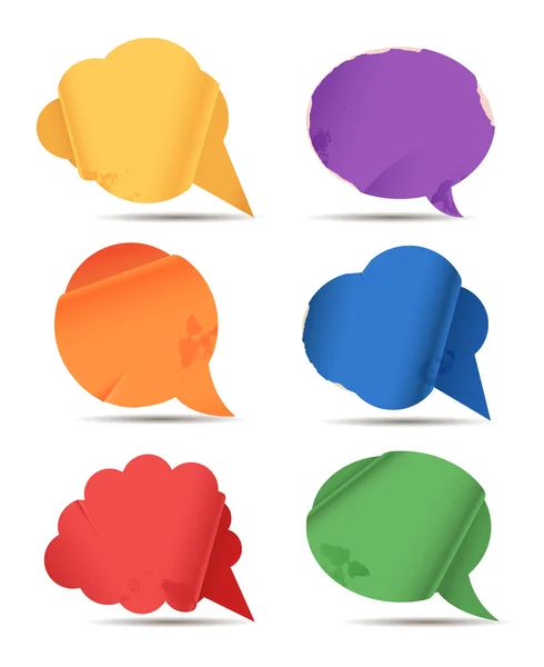 Bulles de discours en papier coloré — Image vectorielle