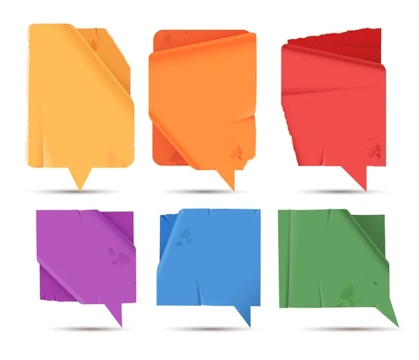 Burbujas de voz de papel de color rectangular — Vector de stock