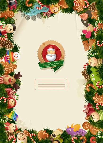 Weihnachtsmann & Freunde - weihnachtlicher Hintergrund — Stockvektor