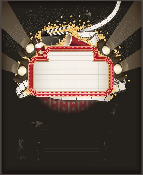Theatre marquee with movie theme objects. Composition Royalty Free Διανύσματα Αρχείου