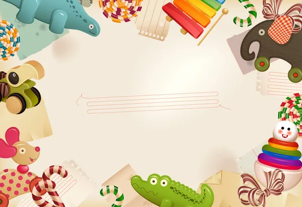 Игрушки, конфеты и детские воспоминания — стоковый вектор
