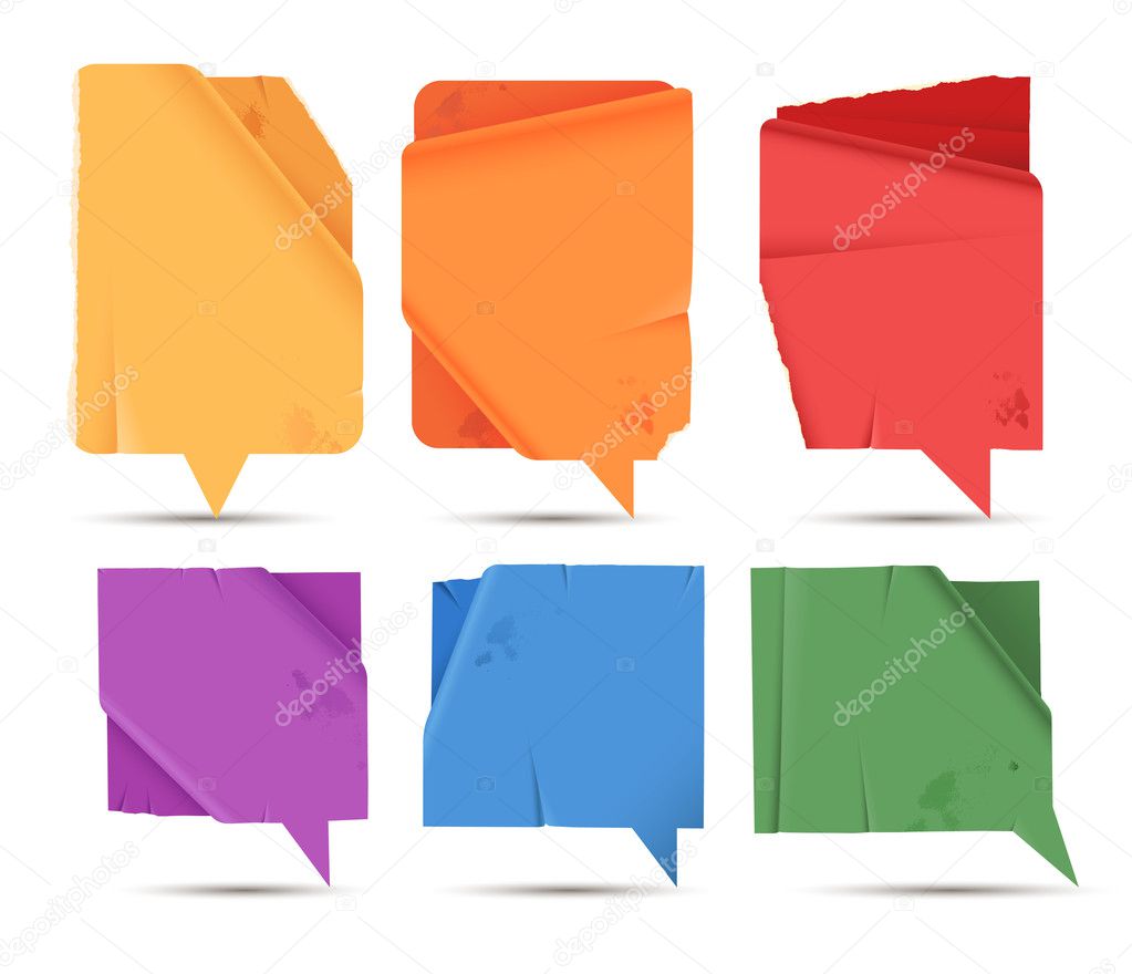 Colored paper speech bubbles -rectangular
