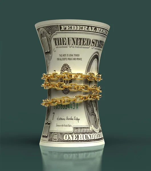 Dollar verpakt in een keten — Stockfoto