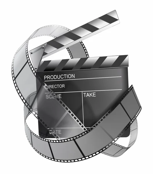 Clapboard and film strip — Stock Photo, Image