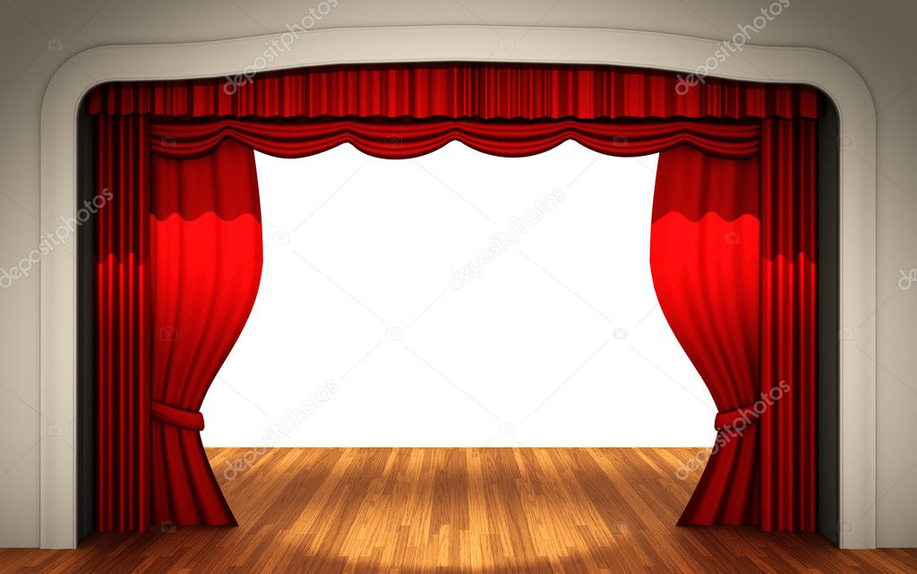 Stage with open curtain