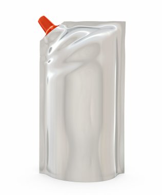 Stand-up spout pouch with red cap clipart