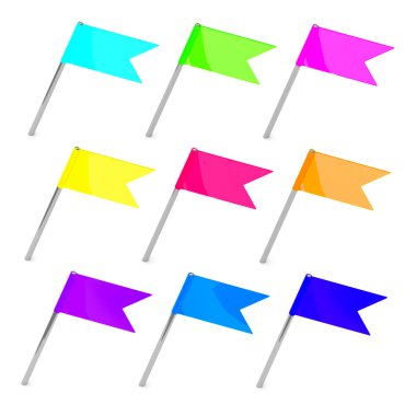 Color flag pins clipart