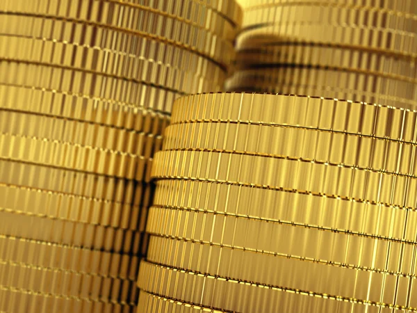Goldmünzen stapeln sich — Stockfoto
