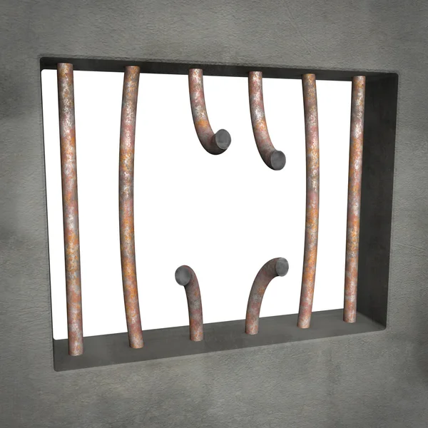 Trasiga fängelse fönster — Stockfoto