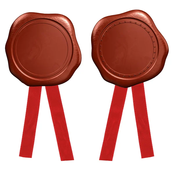 Wax seal with red ribbons — Stock Photo, Image
