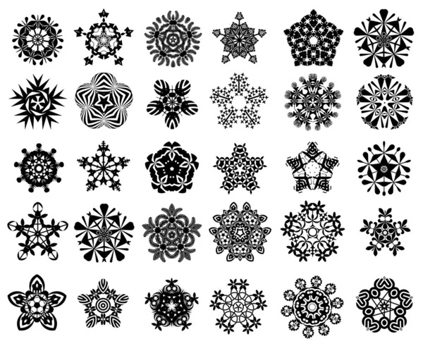 stock image Snowflake silhouette set