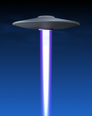 Flying saucer and energy beam clipart