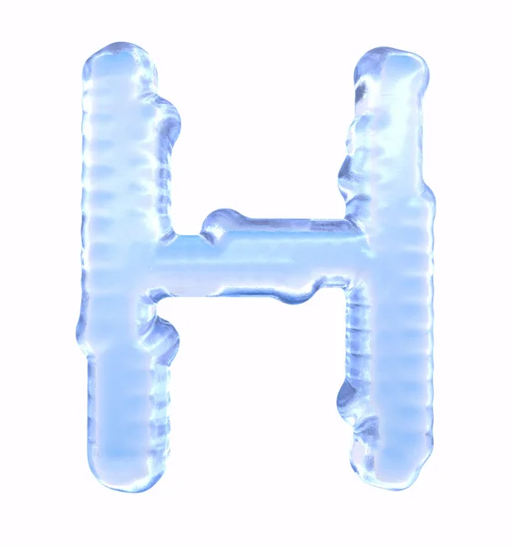Carattere di ghiaccio. Lettera H maiuscola, isolata su sfondo bianco — Foto Stock
