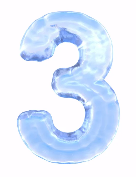 Αριθμός πάγου. αριθμός 3. απομονώνονται σε λευκό φόντο — Φωτογραφία Αρχείου