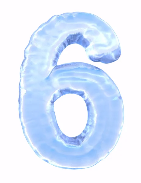 Eiszahl. Nummer 6. isoliert auf weißem Hintergrund — Stockfoto