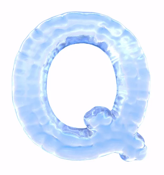 Шрифт льоду. Літера Q. Верхній регістр, ізольований на білому тлі — стокове фото