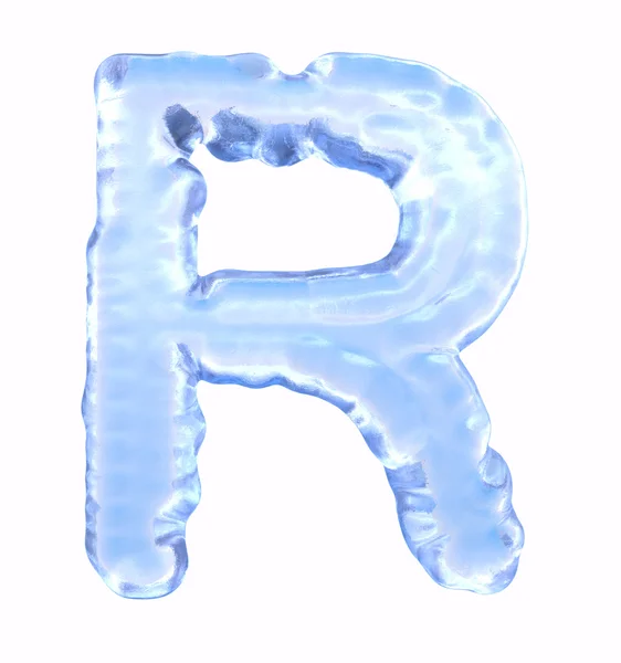 氷のフォントです。r. 大文字に、白い背景で隔離 — ストック写真