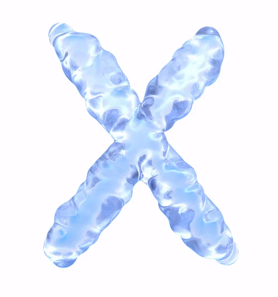 氷のフォントです。x の大文字、白い背景で隔離の手紙 — ストック写真