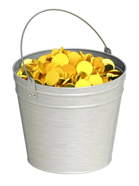 Bucket with gold coins — Stock Photo, Image