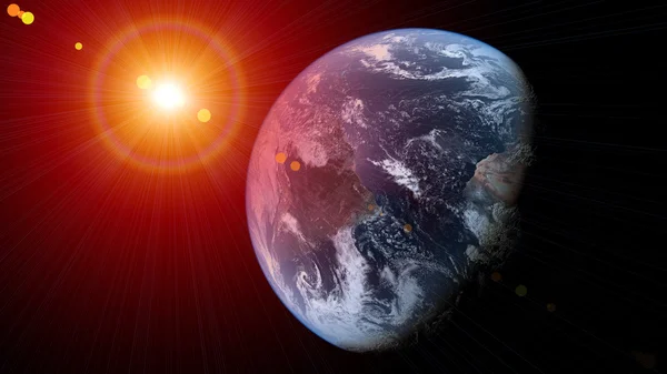 Planeta s červeným sluncem — Stock fotografie