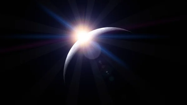 Луна с восходящим солнцем — стоковое фото