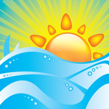 Summer ocean and sun background clipart