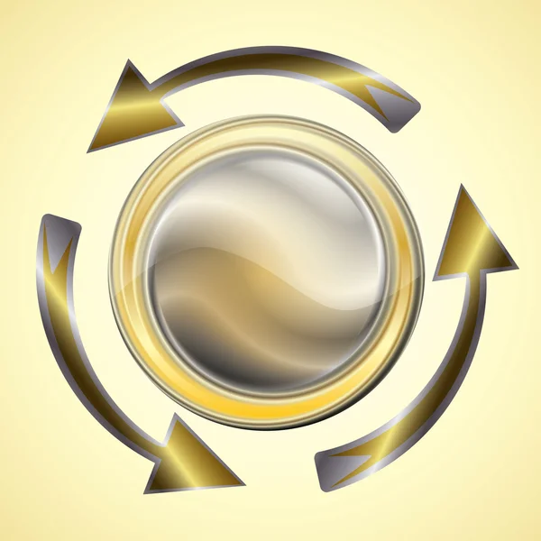 Golden arrows reload circle — Stock Vector
