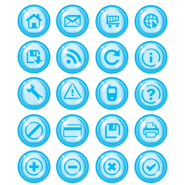 Conjunto de iconos azul brillante para sitios web — Vector de stock