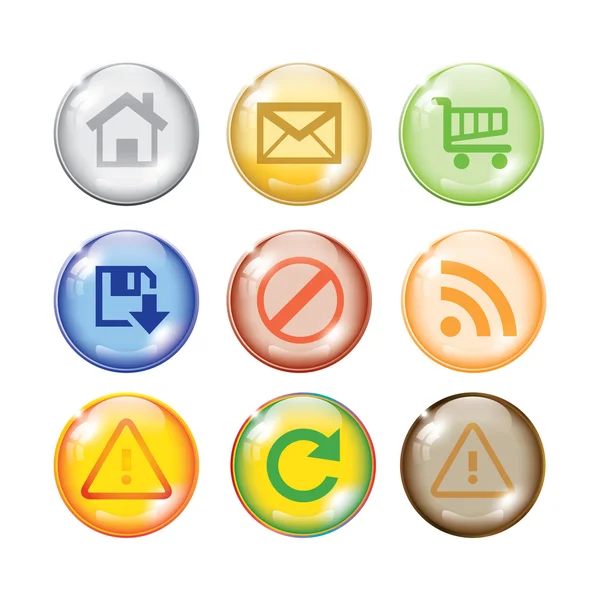 Glossy multi color icon set for web websites — Stock Vector