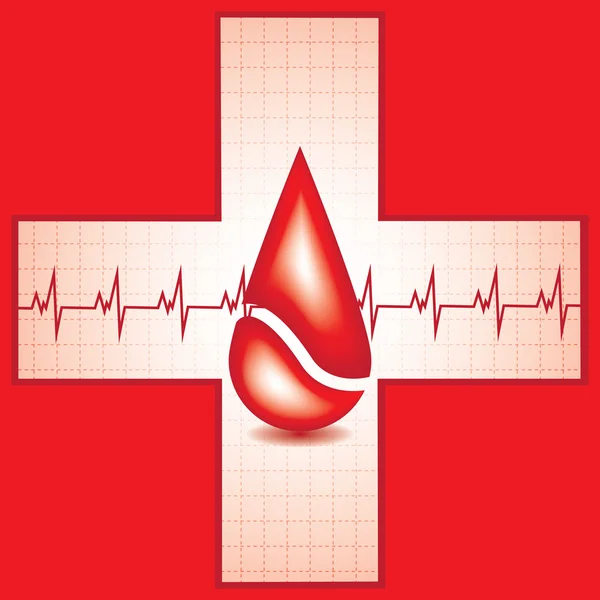 Червоний медичний фон з краплями крові — стоковий вектор