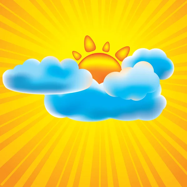 Soleil et nuages éléments de conception — Image vectorielle