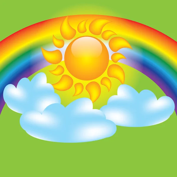 Sommer Designelemente Sonne Wolken Regenbogen — Stockvektor