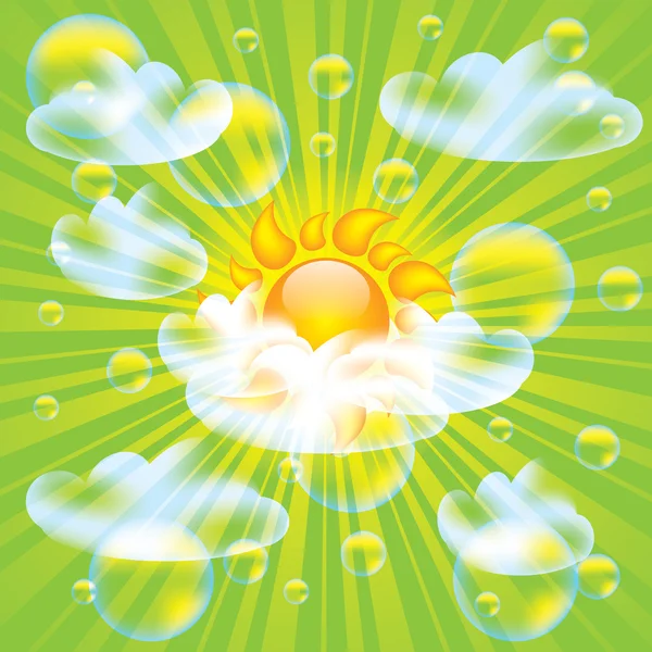 太阳和云设计元素 — 图库矢量图片