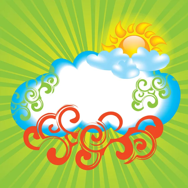 Fondo de verano con sol y nube — Vector de stock