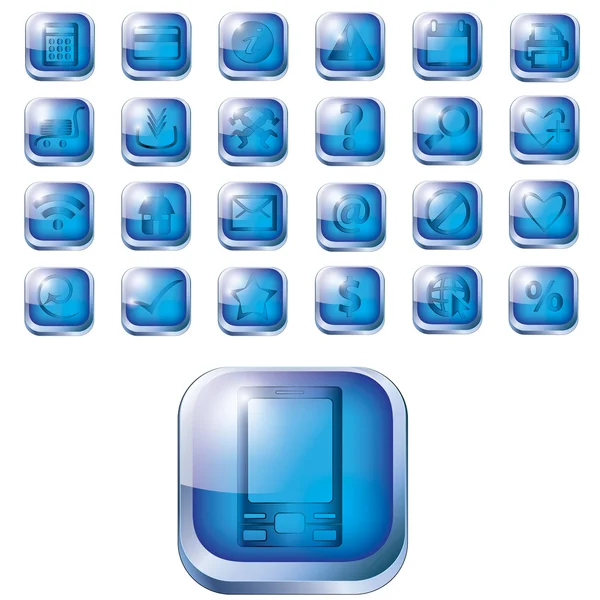 Ensemble d'icônes bleu brillant pour toile — Image vectorielle