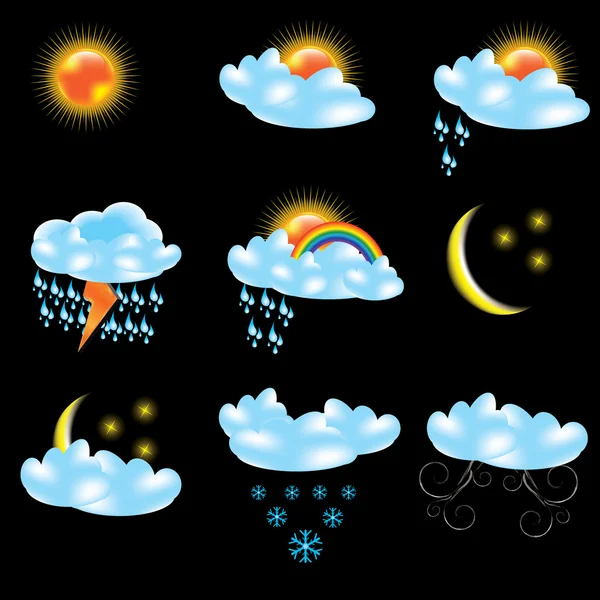 Vetor ícones da previsão meteorológica — Vetor de Stock